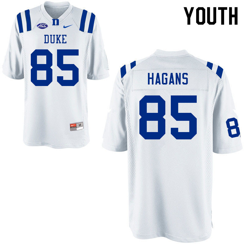 Youth #85 Sahmir Hagans Duke Blue Devils College Football Jerseys Sale-White - Click Image to Close